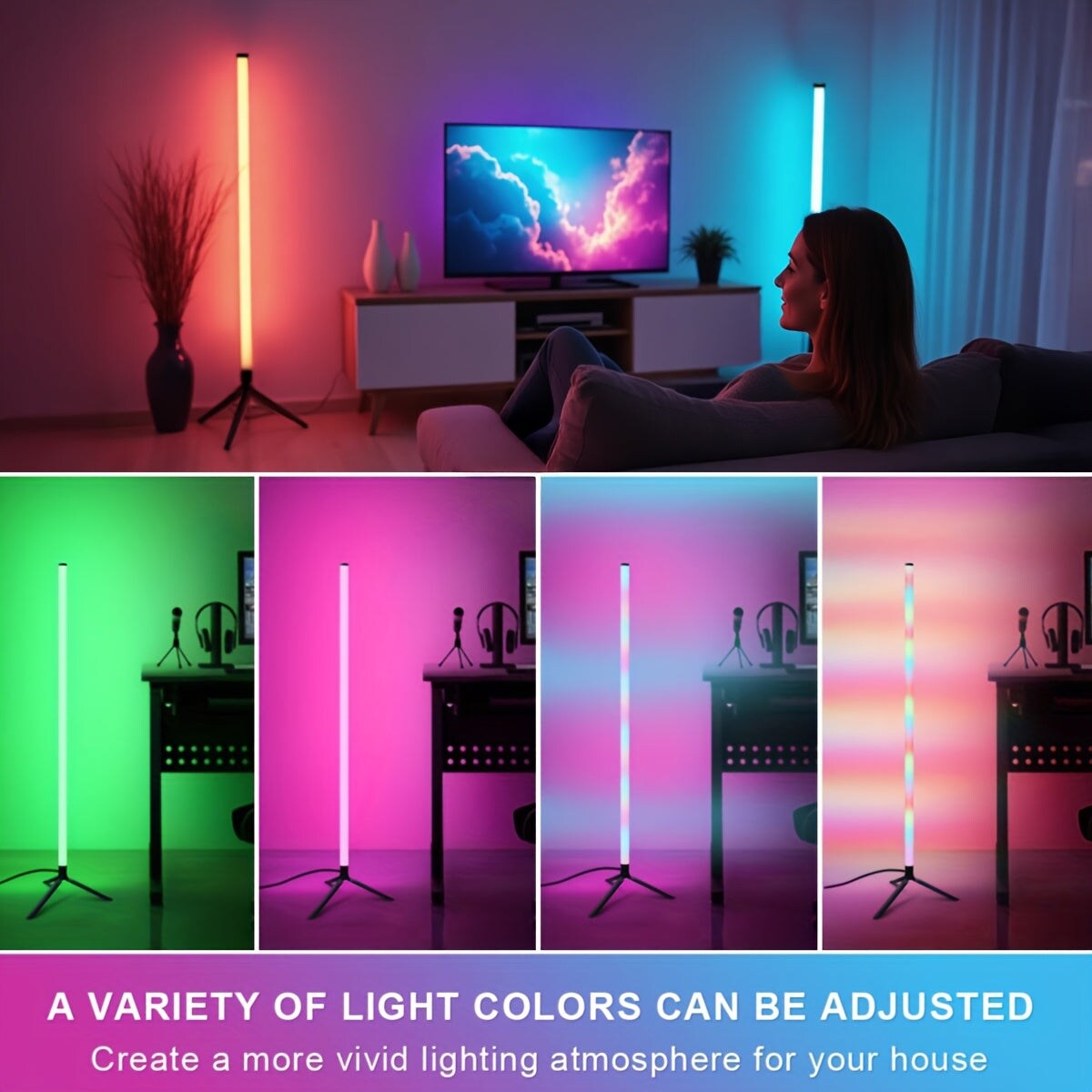 2 Pack RGB Floor Lamp Basic USB 5V LED Corner Lamp with App Control