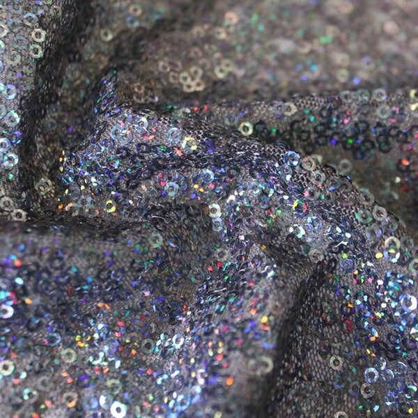 1 Yard Flirt Stretch Mesh Sequin Embroidered Formal Dress Fabric 50 inch Width