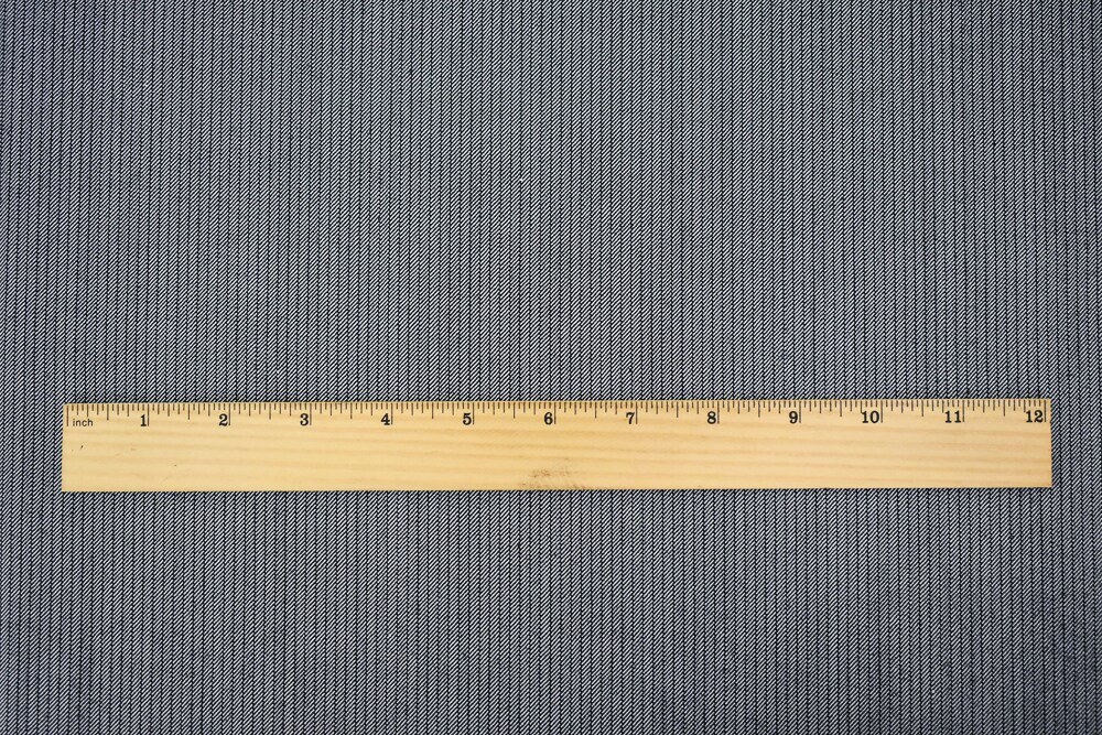 Black-White Polyester Wool Blend Striped Twill Woven Suiting Fabric By the Yard