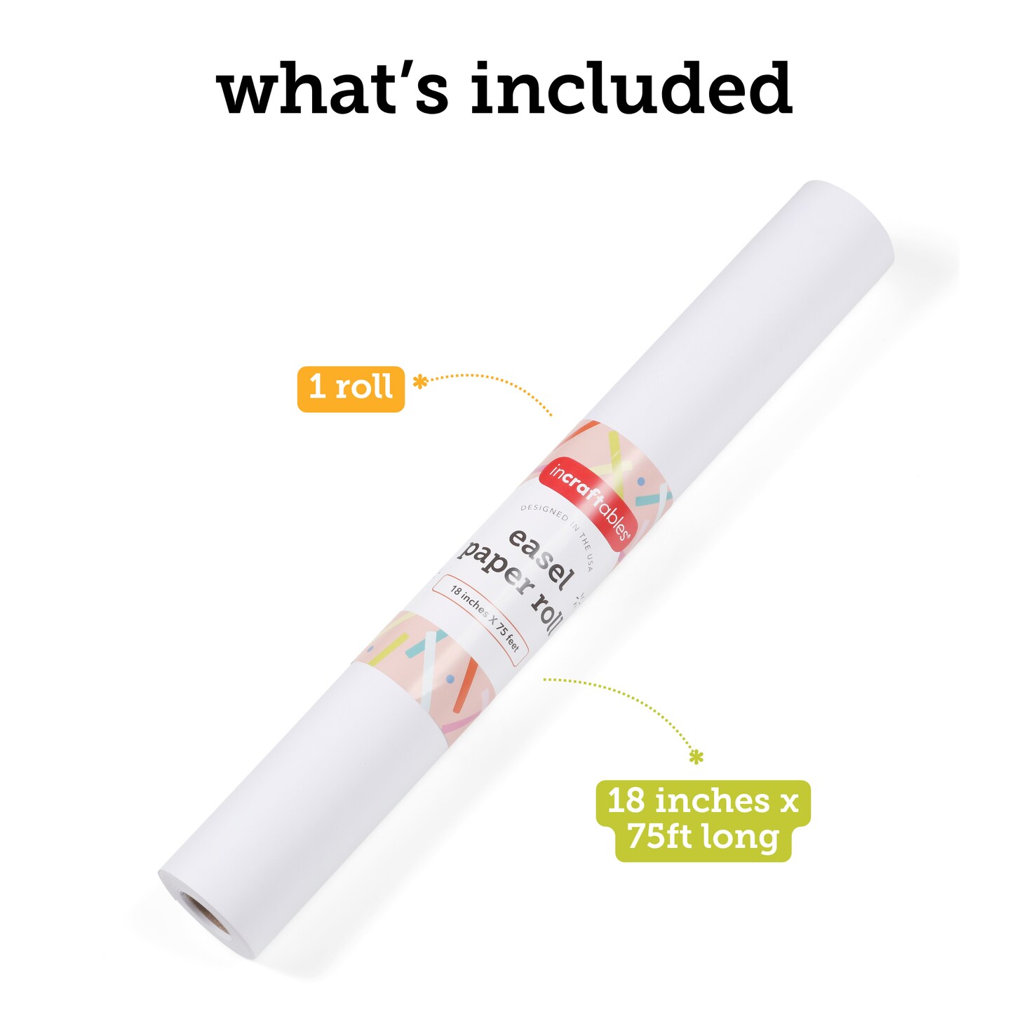Incraftables Easel Paper Roll (18 Inches x 75 Feet). White Craft Paper Roll for Kids & Adults. Art Paper Roll for DIY Paints, Wall Art, Bulletin Board & Poster. Large Painting & Drawing Paper Roll