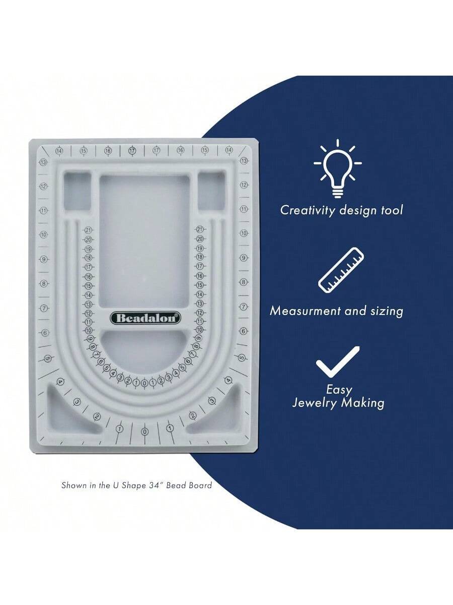 34-Inch U-Shape Bead Board Necklace Designing Tool Bead Tray With Flocked Surface