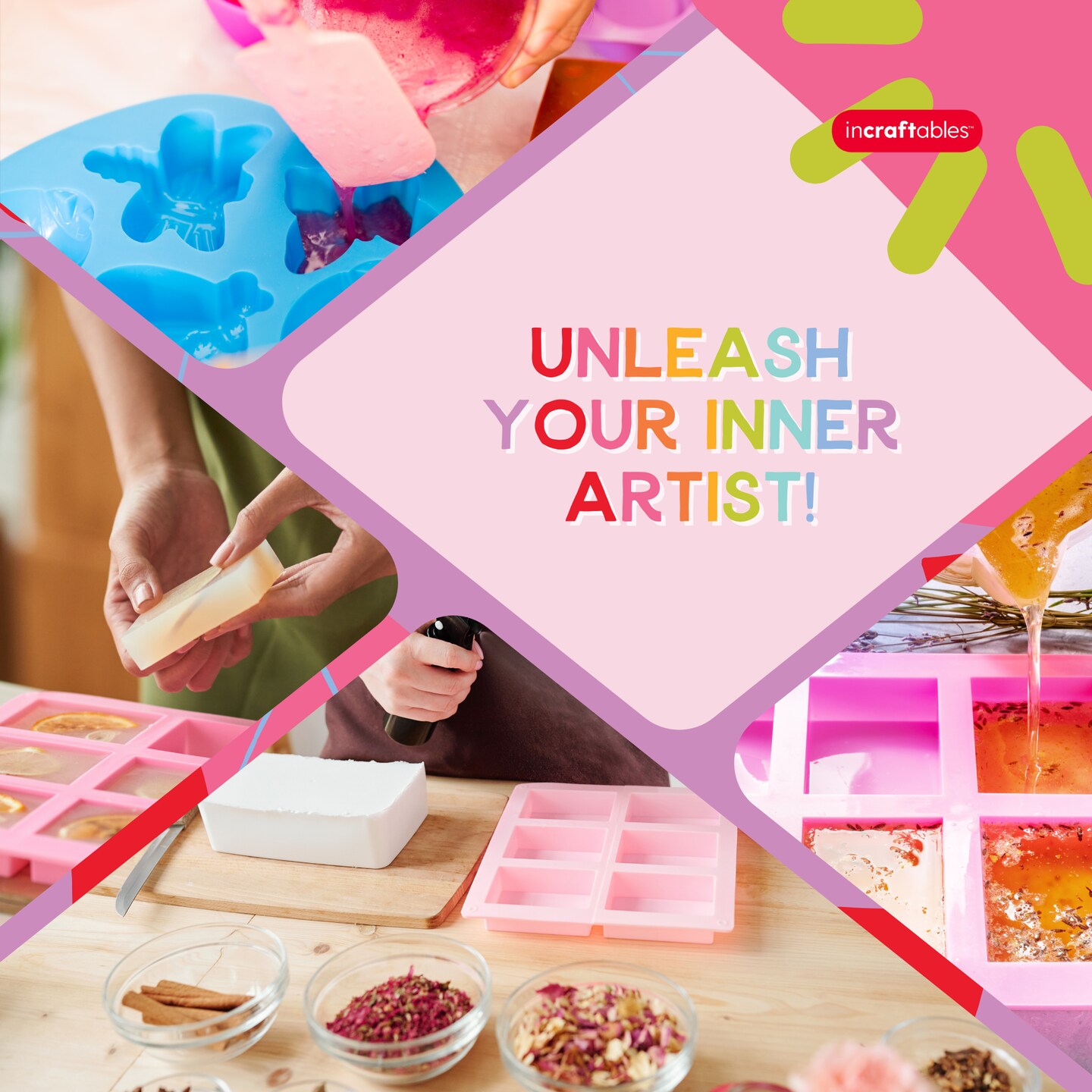 Incraftables Silicone Soap Molds for Soap Making. Assorted Large Soap Molds (3 Sets). Best Soap Molds Silicone Shapes (Round, Rectangle &#x26; Oval) for DIY Bars, Bath Bombs, Cake, Lotion Bars &#x26; Candles