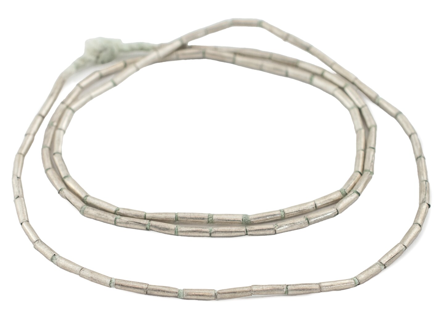 The Bead Chest White Metal Tube Ethiopian Beads (2mm): Full Strand of African Metal Spacers for DIY Jewelry Making