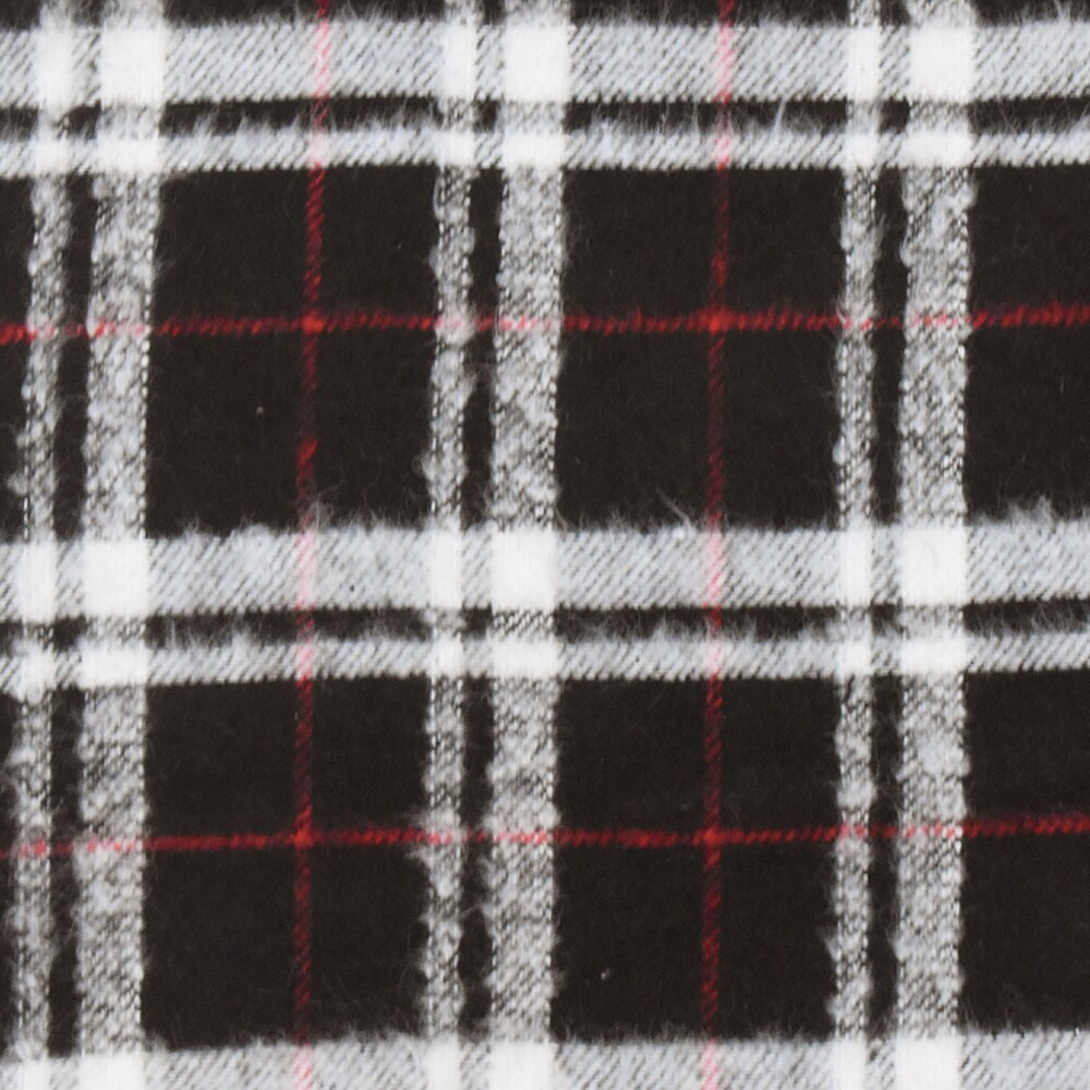 Black-Red-White Famous Designer Plaid Brushed Back Twill Woven Fabric By the Yard
