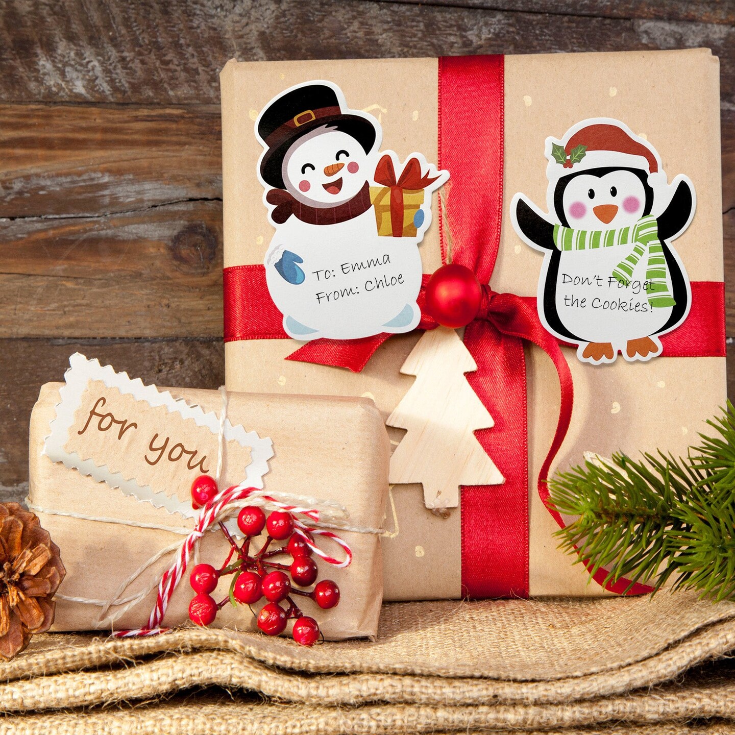 Wrapables Snowmen, Santa, and Penguin Christmas Sticky Notes, Adhesive Winter Holiday Memo Notepads for Home, Office, Work (Set of 12)