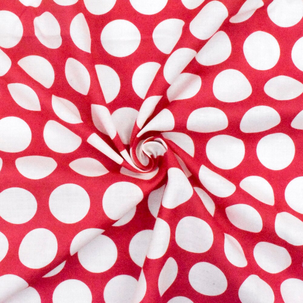 Lipstick Pink-Ivory Dot Printed Cotton Lawn Woven Fabric By the Yard