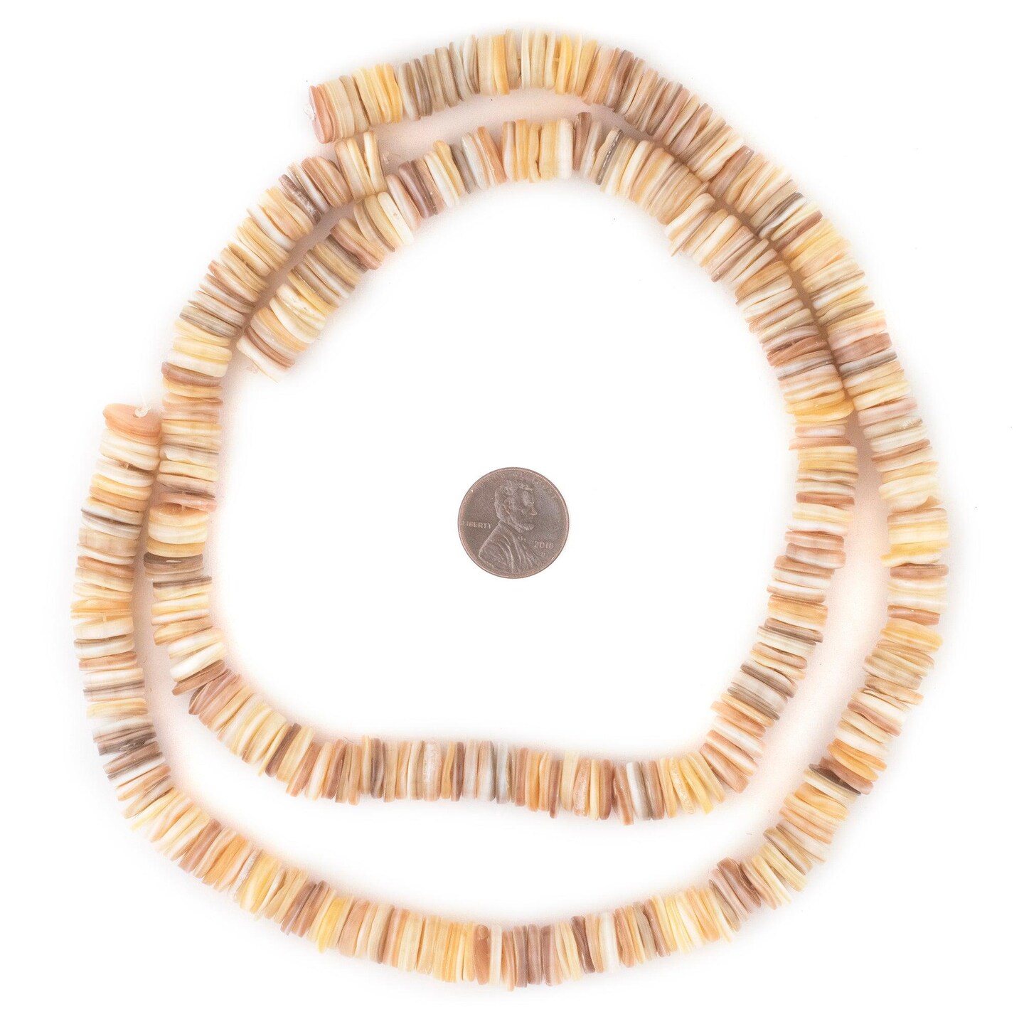 The Bead Chest White Ocean Sea Shell Heishi Beads 10mm 15 Inch Strand