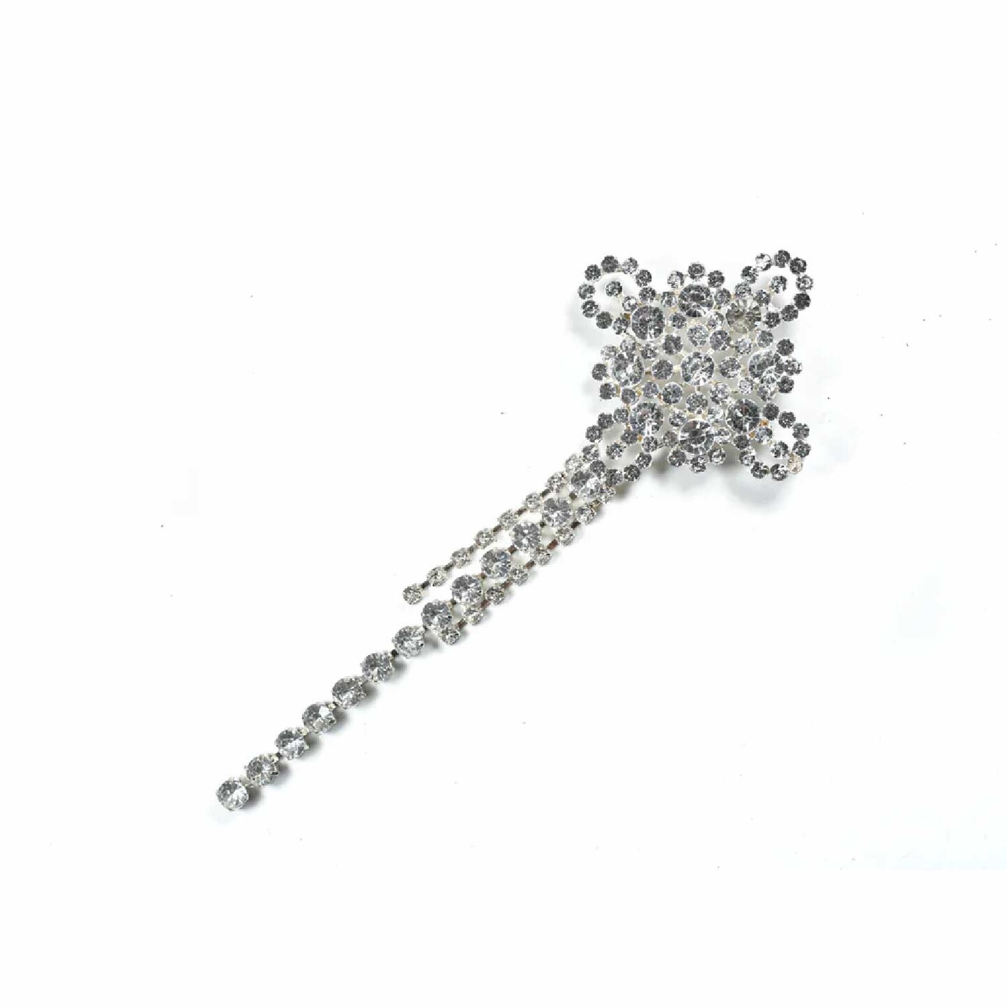 Elegant Dangling Rhinestone Crown Brooch for Bridal Dresses Jewelry 7.5 x 3 Inch