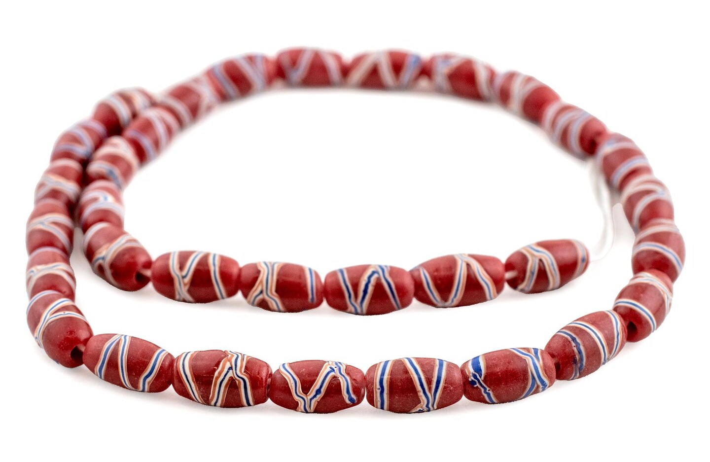 The Bead Chest Spiral Java French Cross Beads: Authentic African-inspired Glass Trade Beads | Full Strand