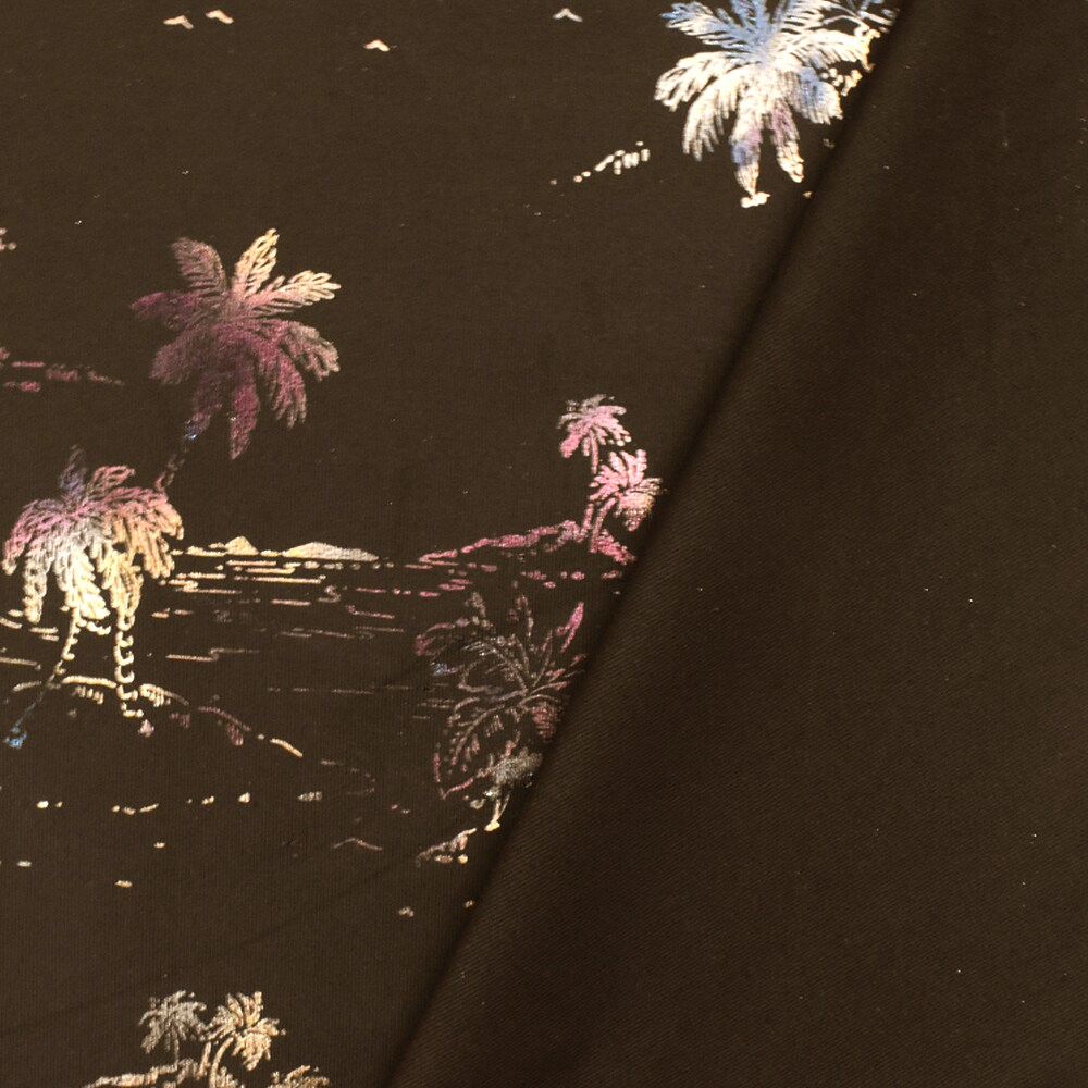 Brown-Multi Famous Maker Beach Print Stretch Tricot Swimwear Knit Fabric By the Yard