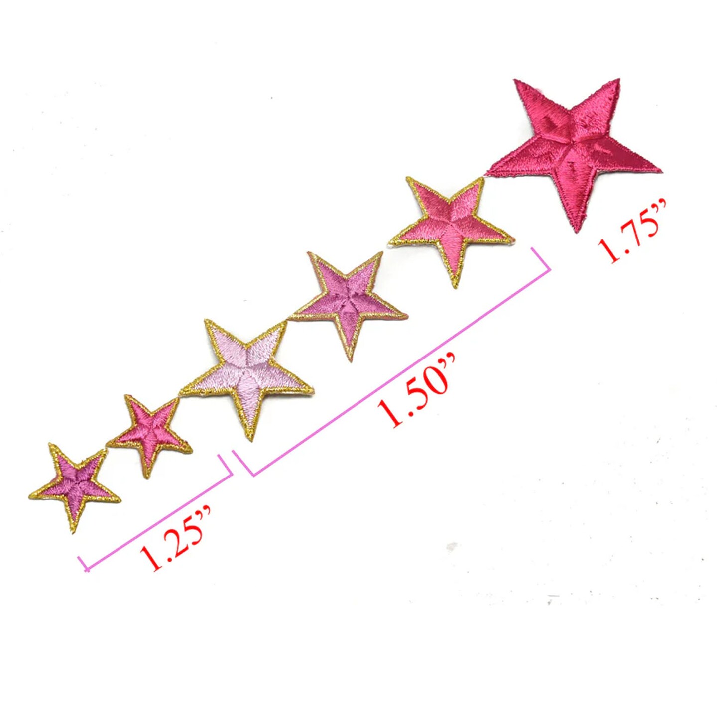 Pink Embroidered Iron On Star Patch Applique for Clothing Accessories and Crafts