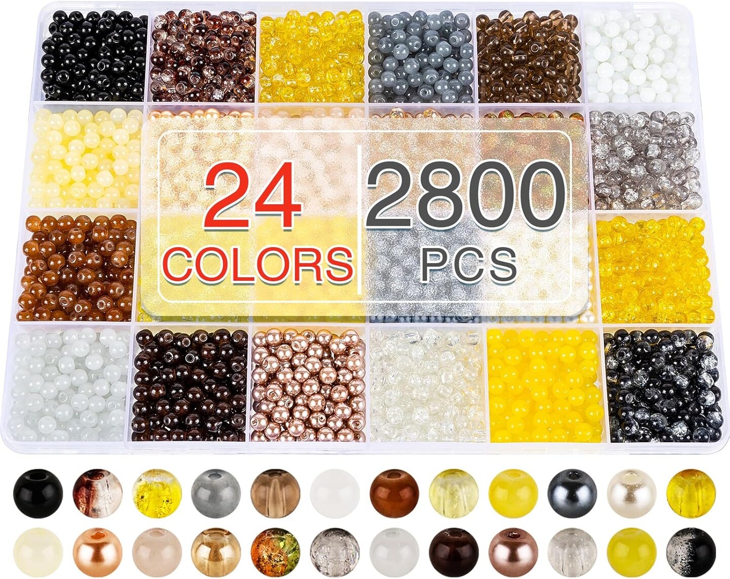 2800 PCS 4mm Glass Beads Bracelet Making Kit (Black White Series)