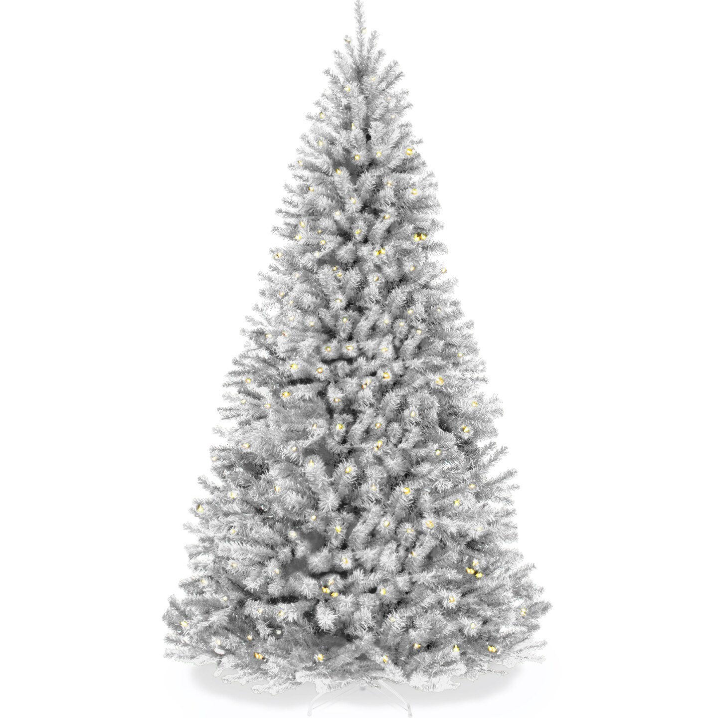 Best Choice Products Artificial Christmas Tree, Premium Pre-Lit Spruce Design, Dense Branches – White Spruce