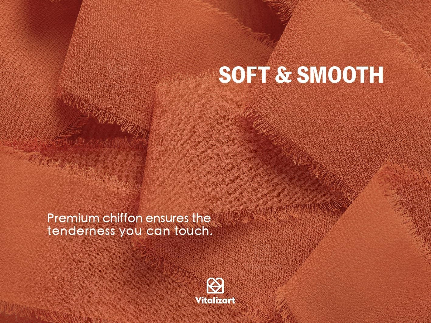 Vitalizart Terracotta Handmade Chiffon Silk Ribbon Fringe 3 Rolls 1.5" x 21 Yd Frayed Edges Ribbons for Wedding Invitations Bridal Bouquets Gifts Wrapping Crafts Holiday Decor