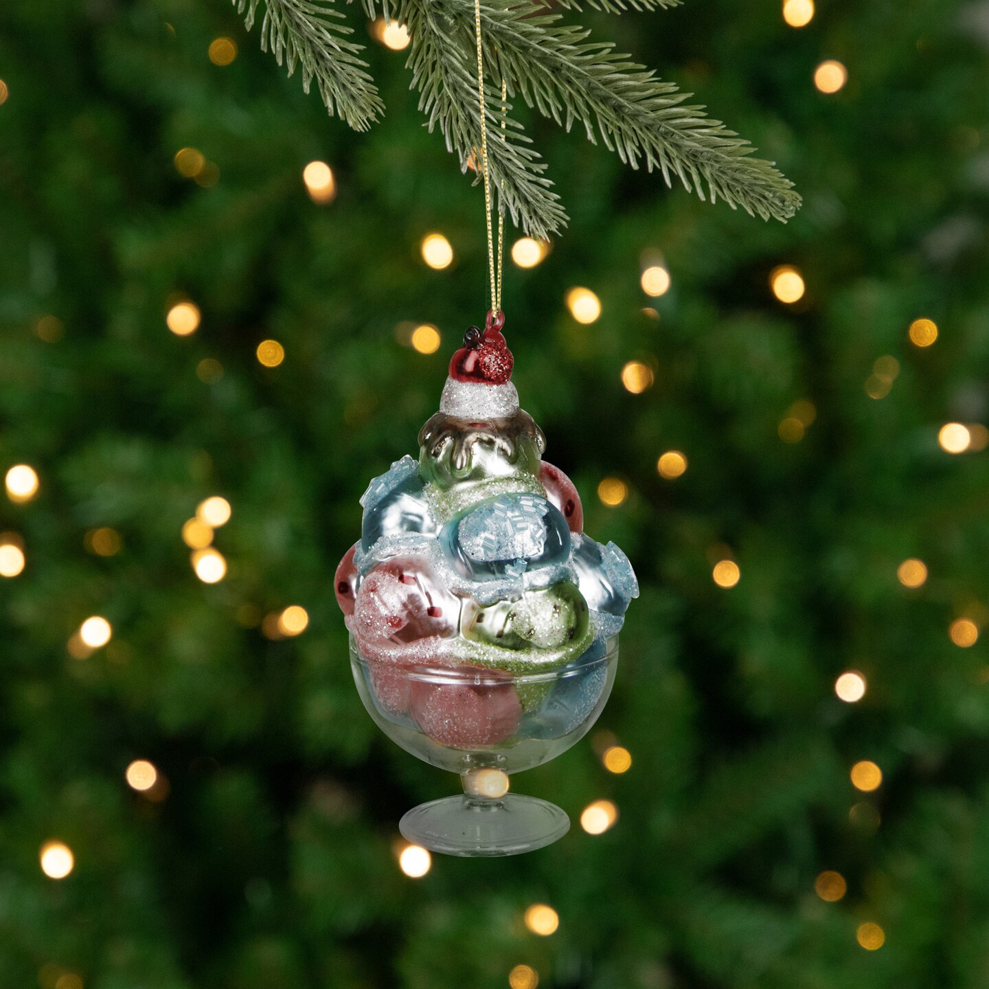 Northlight 4.5'' Pink and Green Glass Matte Finish Ice Cream Christmas Ornament