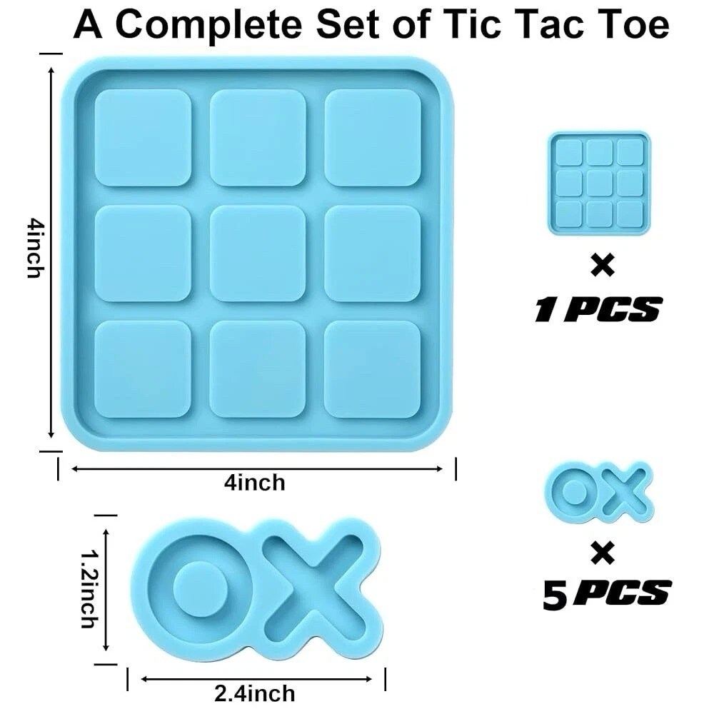 Tic Tac Toe Resin Mold Set with X &#x26; O Silicone Pieces