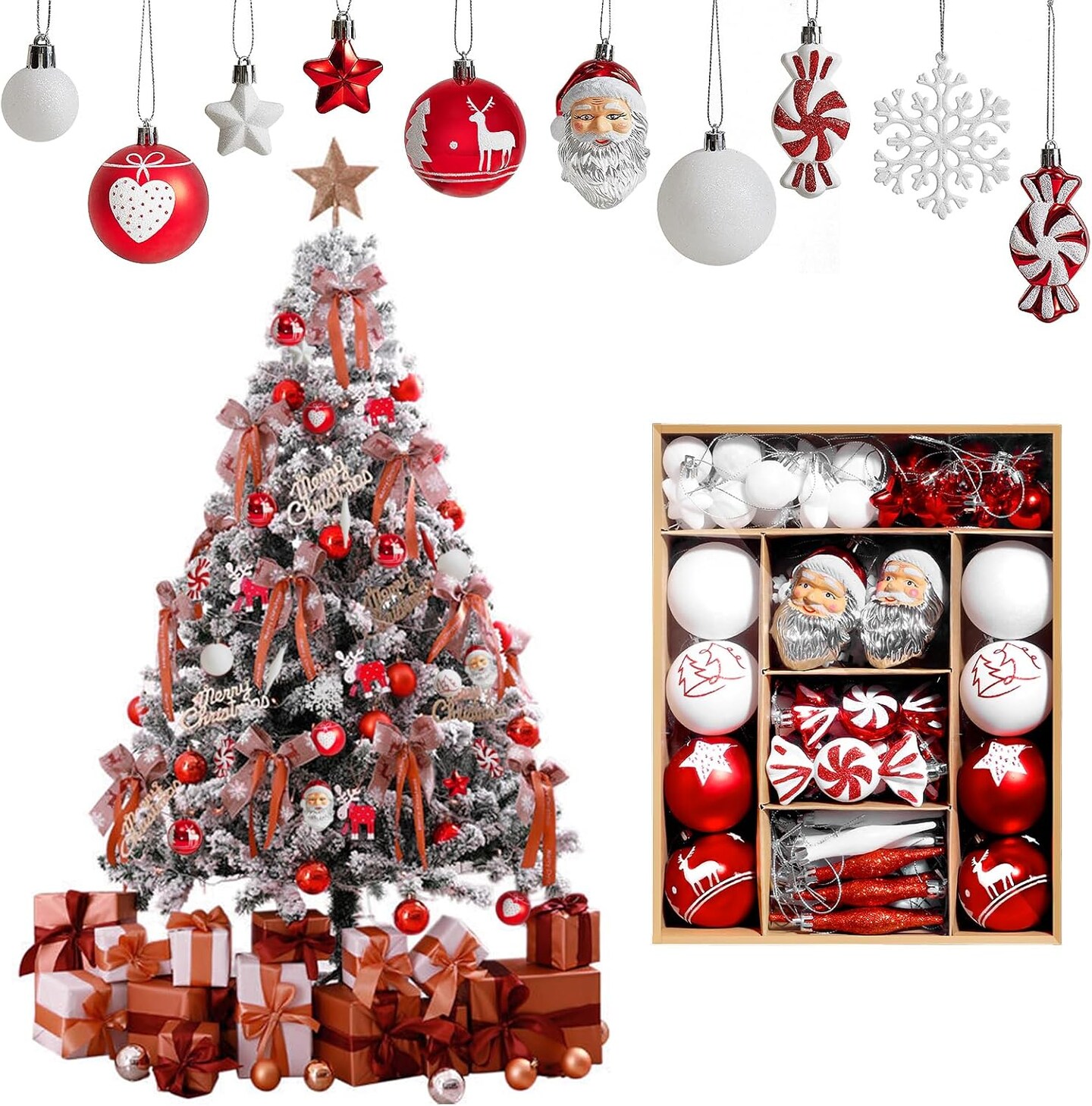 Christmas Tree Ornament Balls Set 70-Pack Colorful Shatterproof