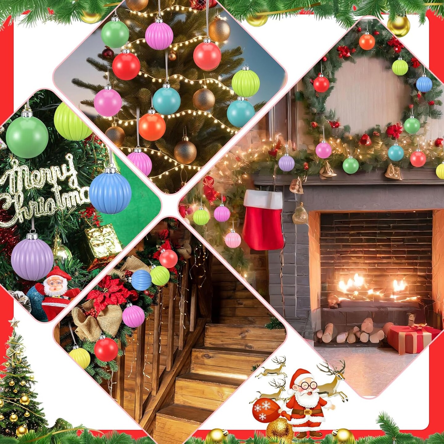 12 Pcs Neon Christmas Tree Ornaments (Multicolored)