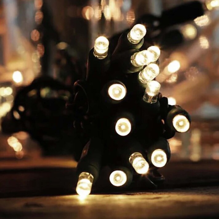 100 LED Green Wire Waterproof String Lights — 32ft Plug-in Outdoor Decor