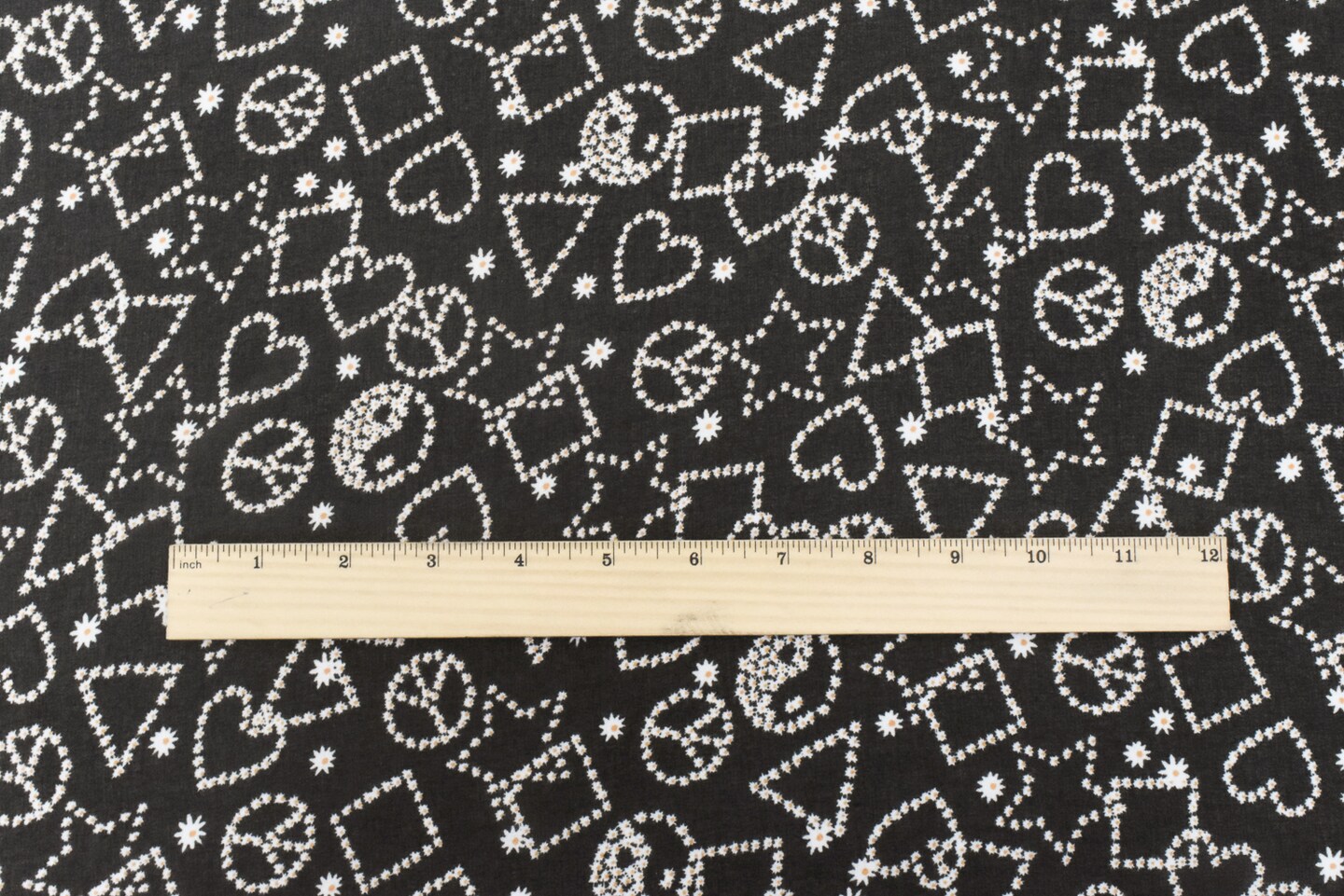 Night Black-White-Orange Multi Pattern Printed Poly Chiffon Woven Fabric By the Yard
