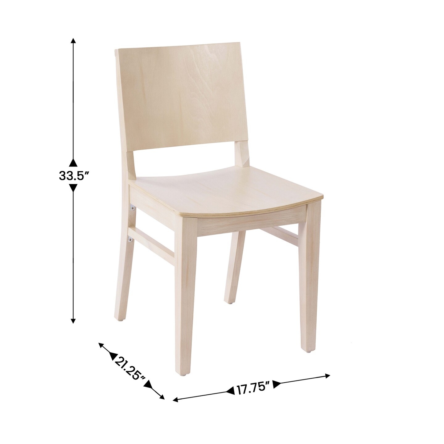 Emma and Oliver Spencer Dining Chair with Curved Backrest and Solid Wood Construction