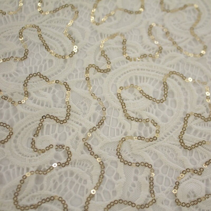 1 Yard Ashley Stretch Lace Sequin Fabric 2-Way Stretch 52 Inch Width