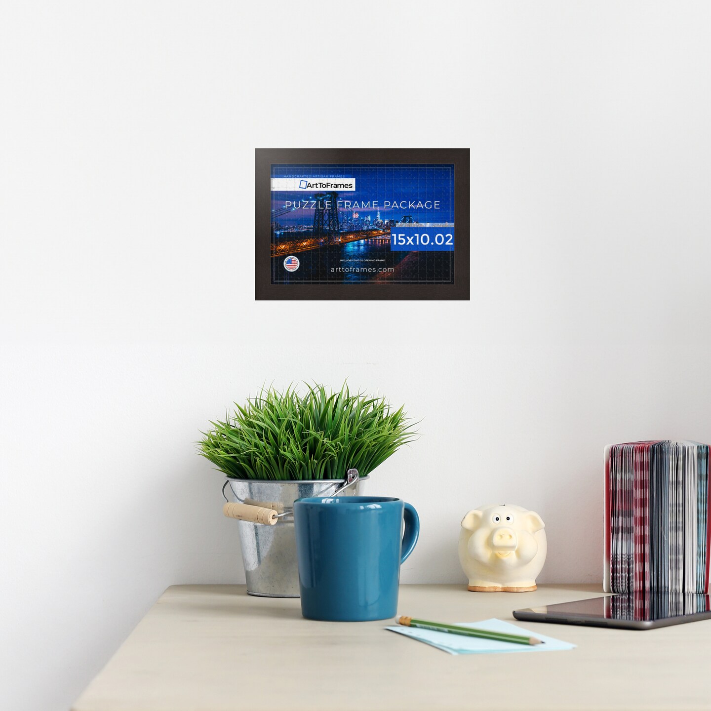 ArtToFrames 15x10.02 INCH / 38x26 CM Puzzle Frame for 1000 piece Puzzles.This 1.25 Inch Custom MDF Frame for Puzzles Comes with Regular Glass, Available in Multiple Colors