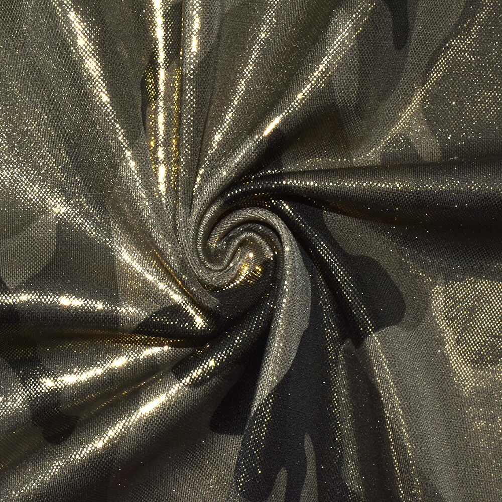 Gold-Multi Famous Maker Camouflage Printed Stretch Tricot Swimwear Fabric By the Yard