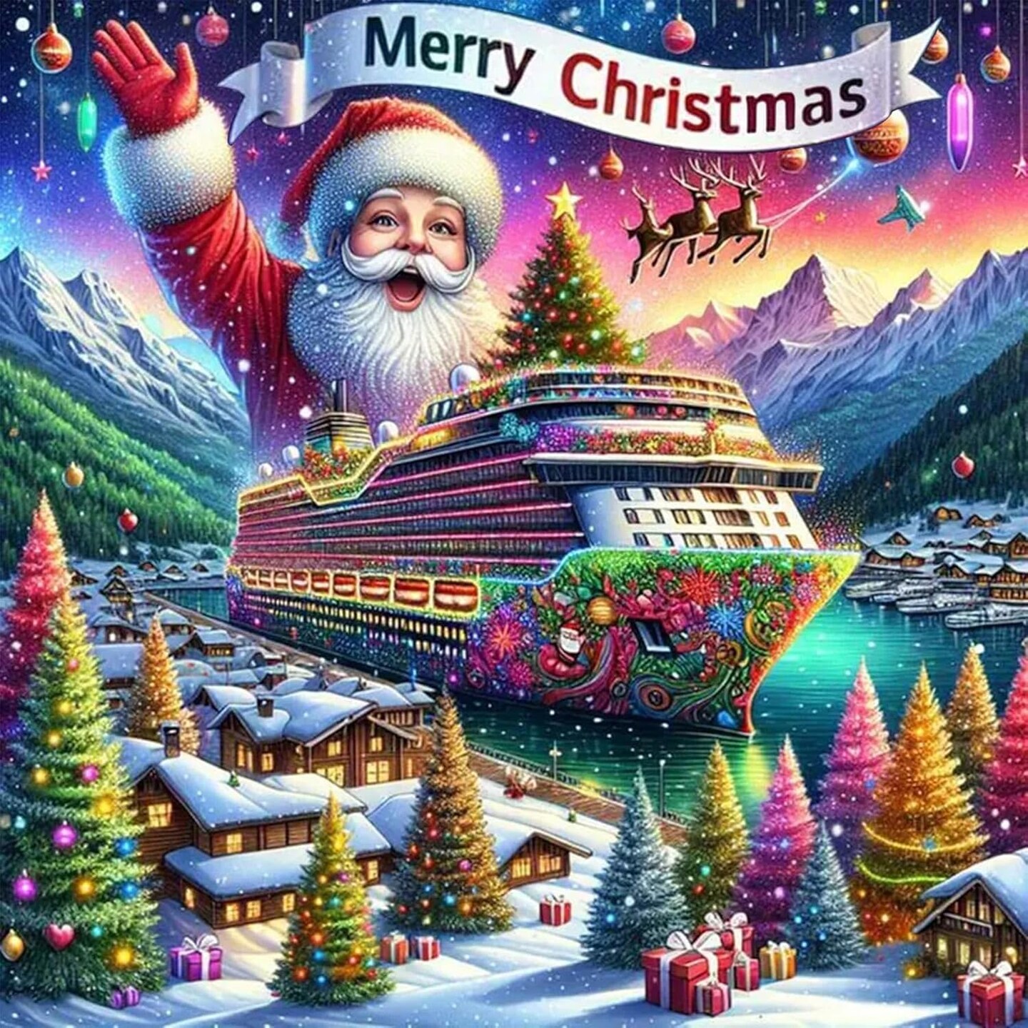 5D Christmas Diamond Art Kits for Adults, Santa Claus Diamond Painting Kits for Beginners, DIY Full Drill Gem Art Crystal Rhinestone for Wall Home Decor 14X14inch