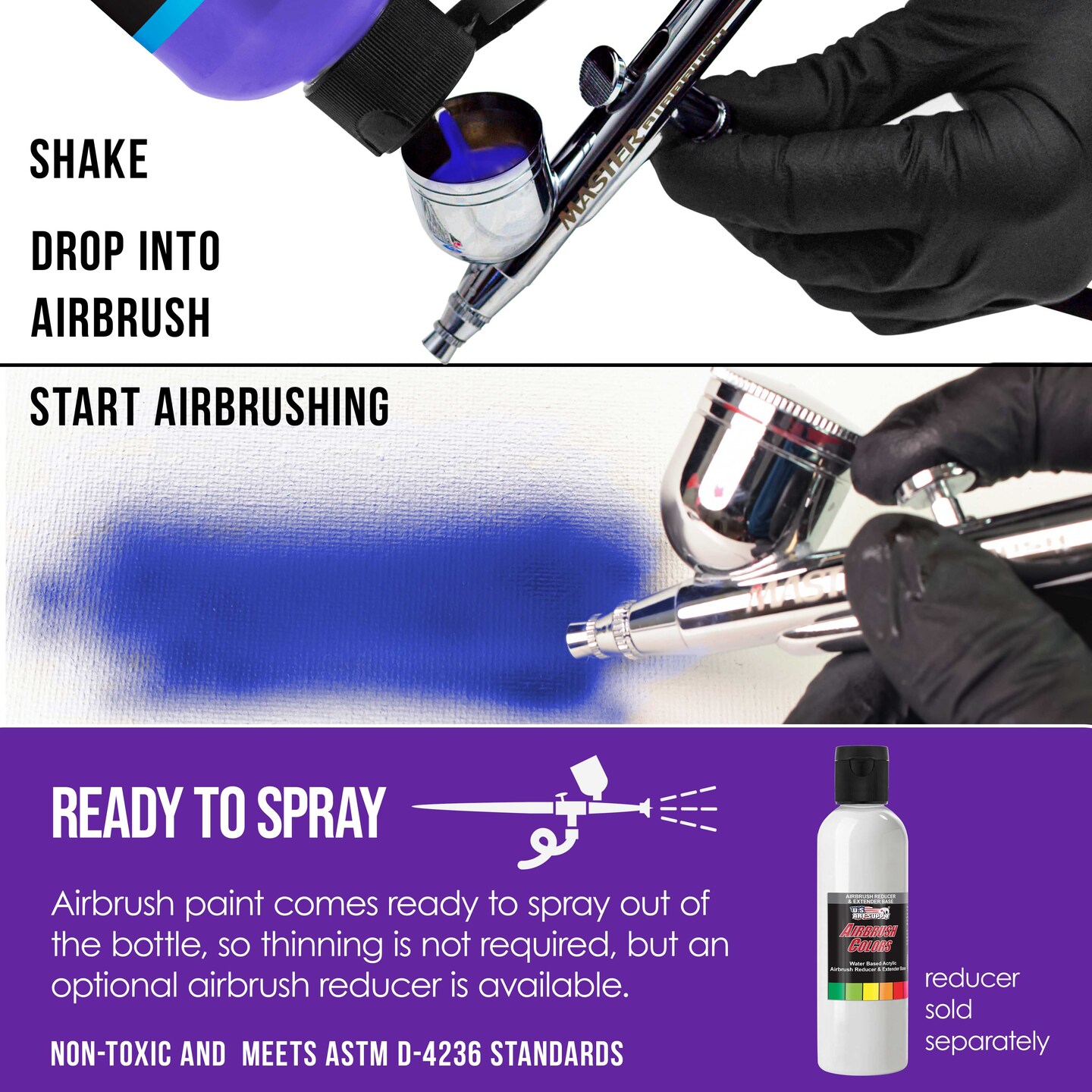 U.S. Art Supply Transparent Deep Purple Acrylic Special Effects Airbrush Paint - 8oz Ready to Spray Air Brush Paint for Nails, Models, Fabric - Water-Based Air Brush Painting