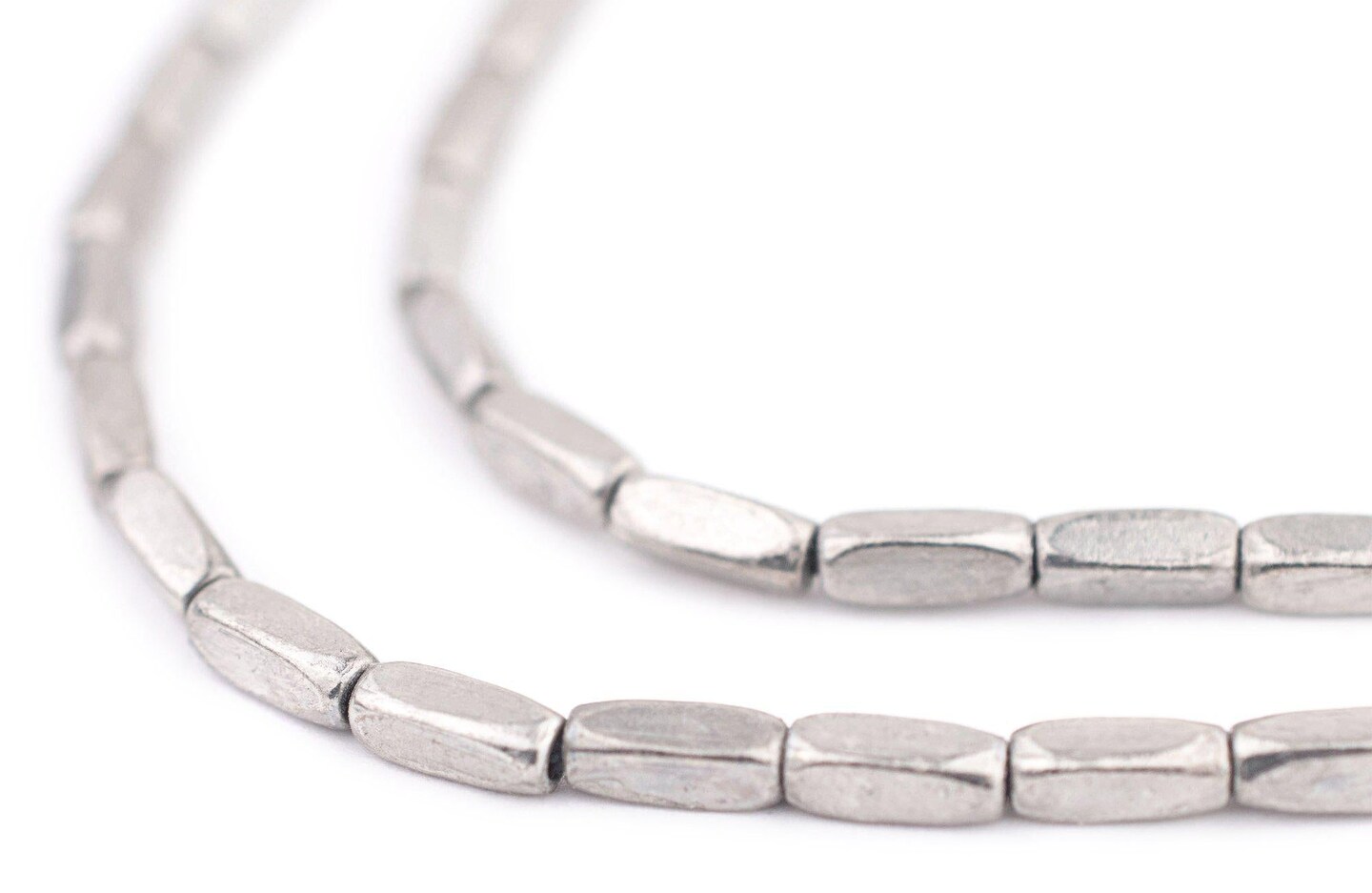 The Bead Chest Silver Faceted Rectangle Beads (8x3mm)