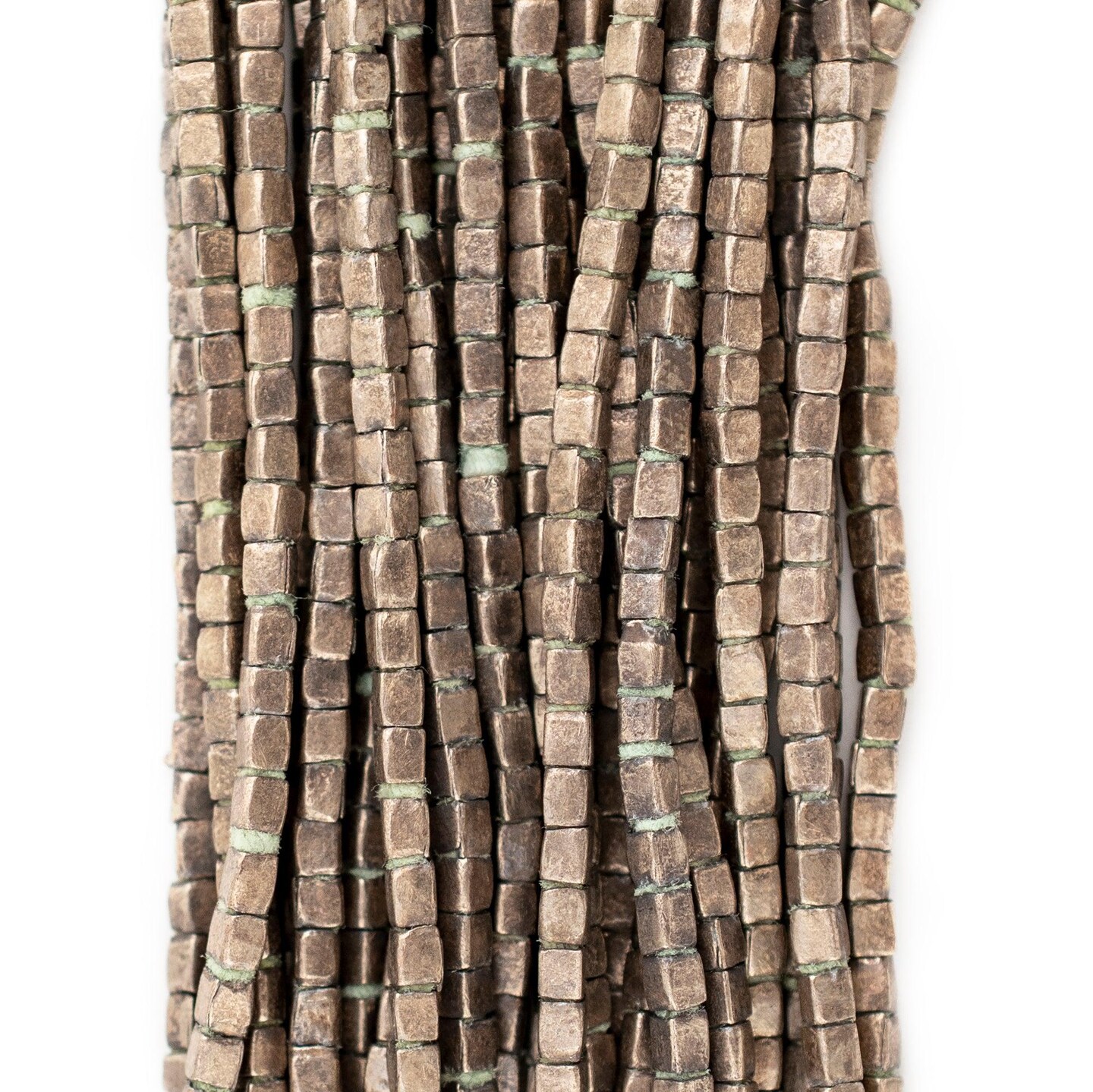 The Bead Chest Dark Silver Ethiopian Cube Beads 2mm African White Metal Large Hole 27 Inch Strand Handmade