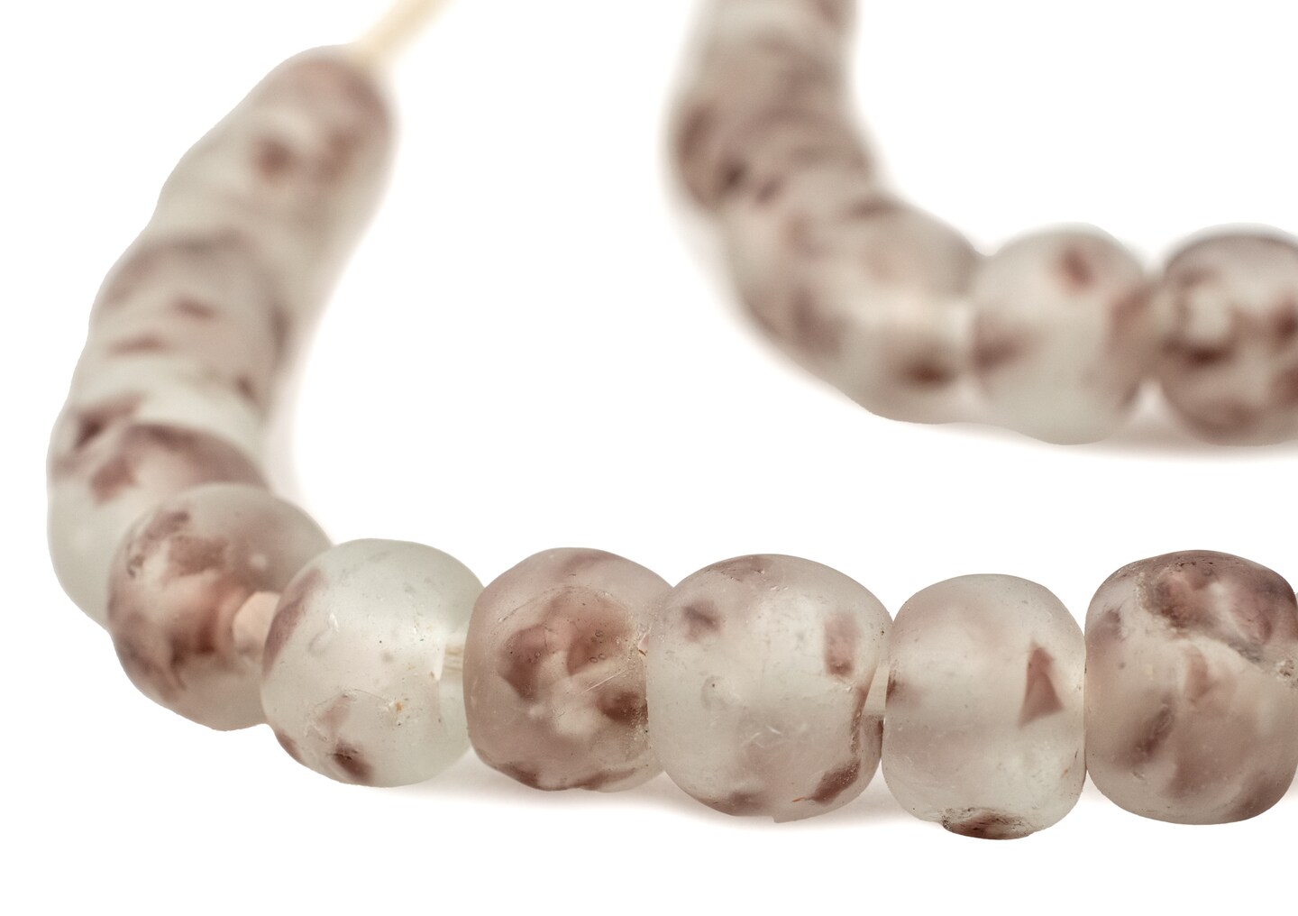 The Bead Chest African Recycled Glass Beads – Handmade in Ghana – Purple Swirl 14mm Strand for Jewelry Making, Crafts, and Home Decor I Approximately 40 Beads