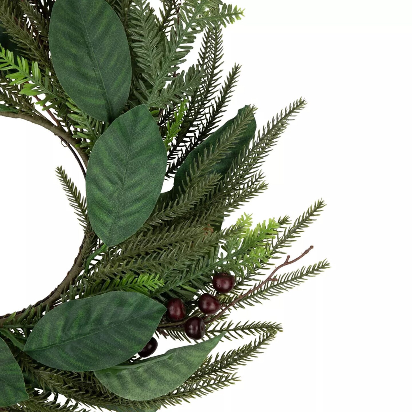 Mixed Foliage Berries 20 Inch Artificial Christmas Holiday Wreath