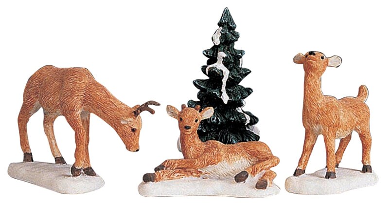 Lemax Dad And Fawns, Set Of 4