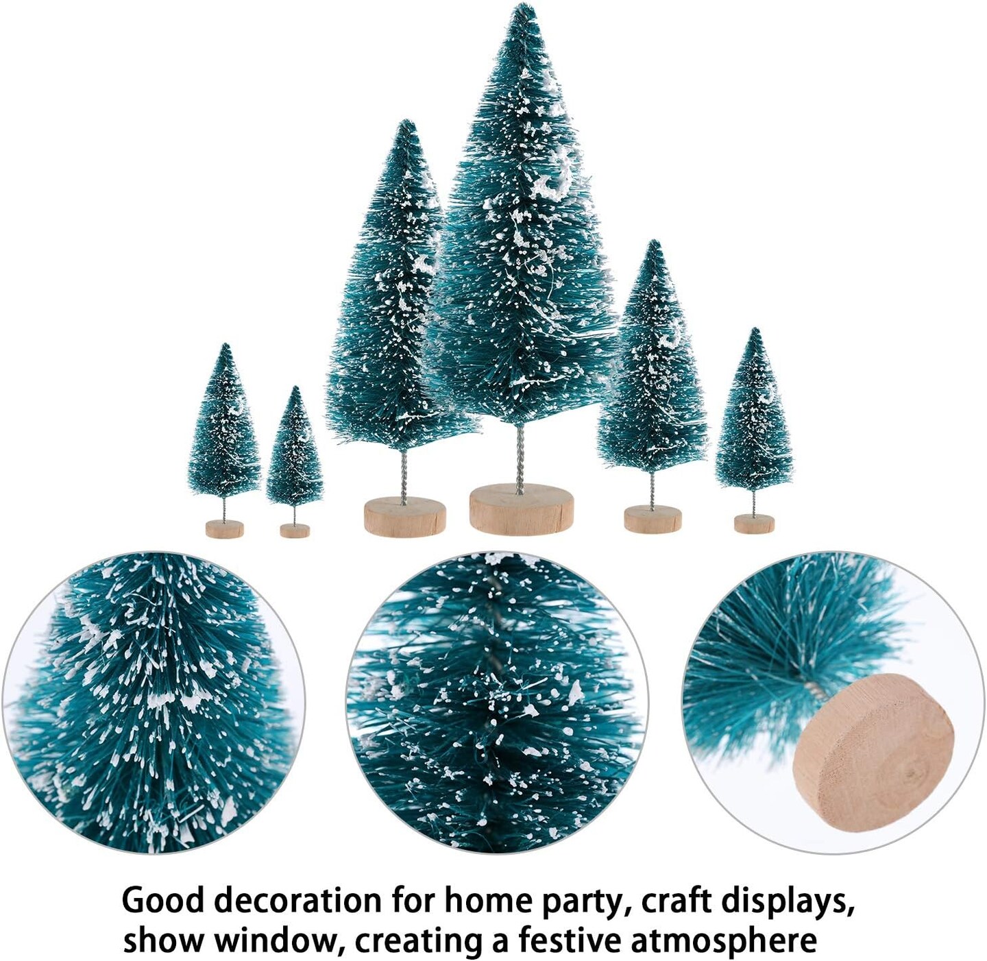 45 Pieces Mini Sisal Snow Frost Trees Tabletop (Blue-green, White) 6.3"D x 9.06"W x 0.79"H
