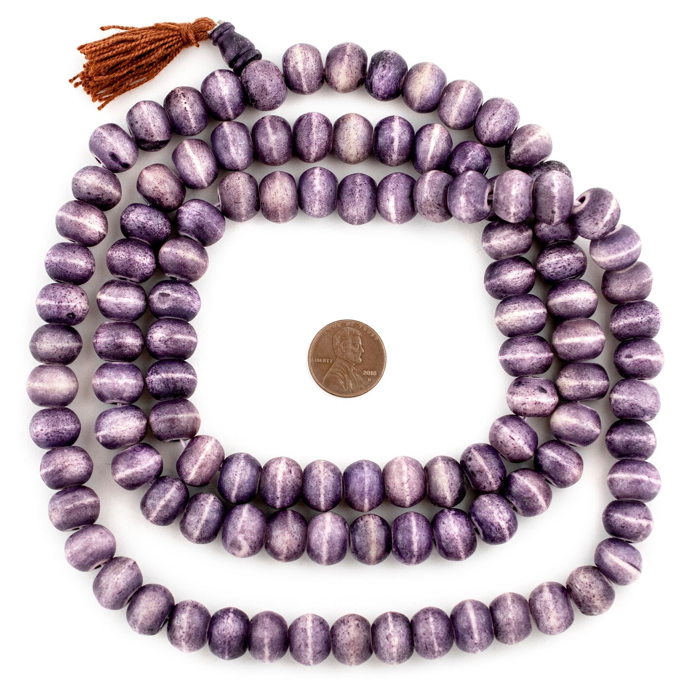 The Bead Chest Purple Bone Mala Prayer Beads (12mm)
