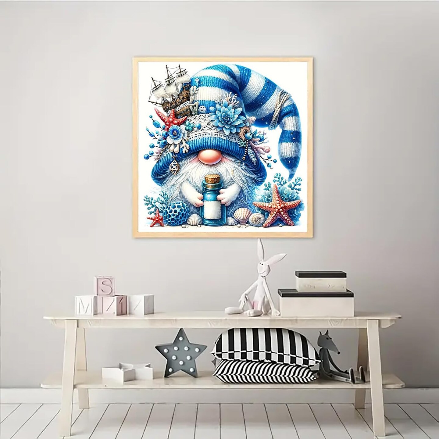 Gnome Drift Bottle Diamond Art Kits for Adults, 5D Diamond Painting Kits for Adults Beginners, DIY Full Round Drill Diamond Dot Painting Gem Art Kits for Adult, Home Wall Decor 13.8x13.8 Inch