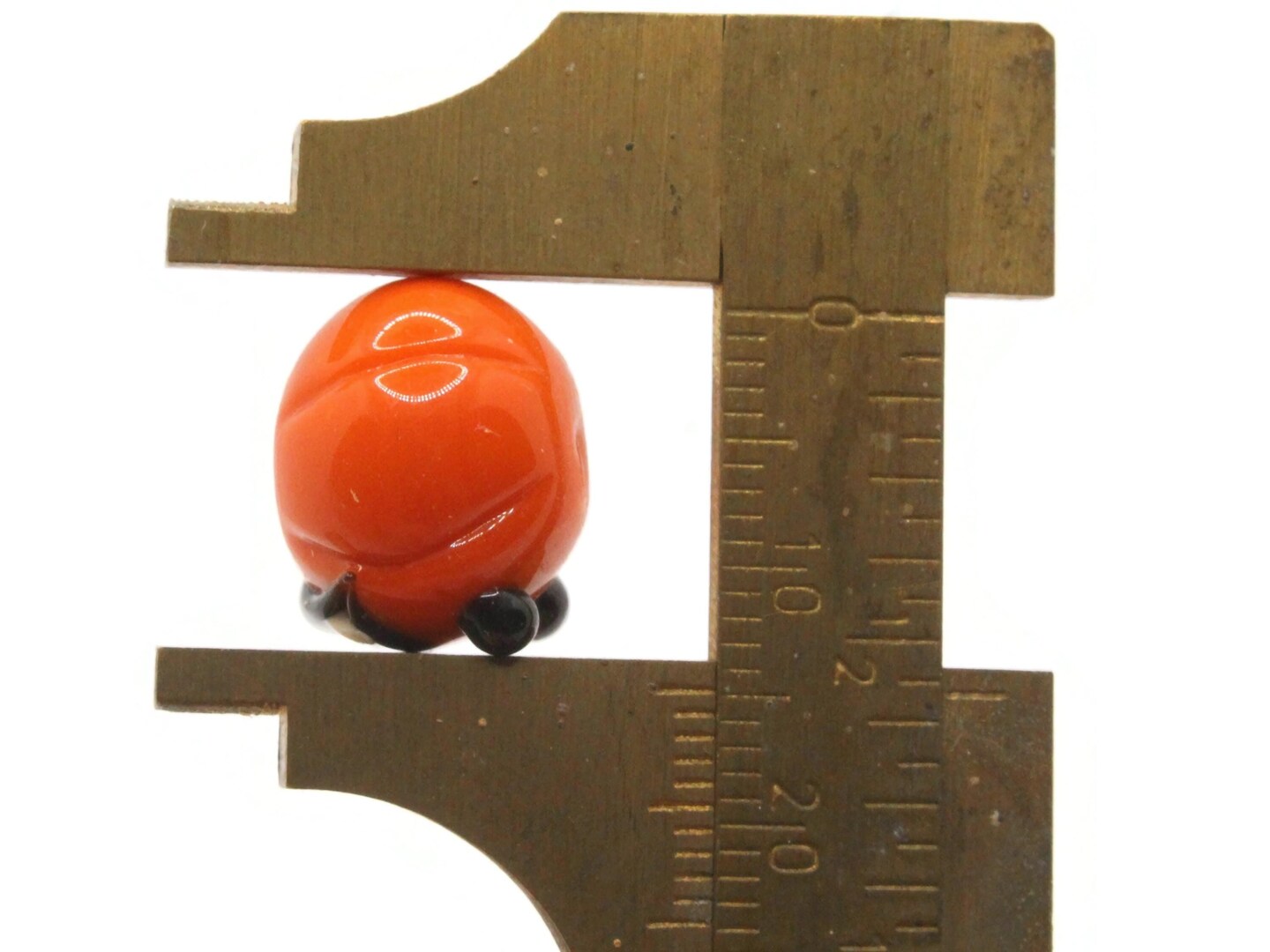 4 19mm Orange and Black Jack-O-Lantern Pumpkin Lampwork Glass Halloween Beads