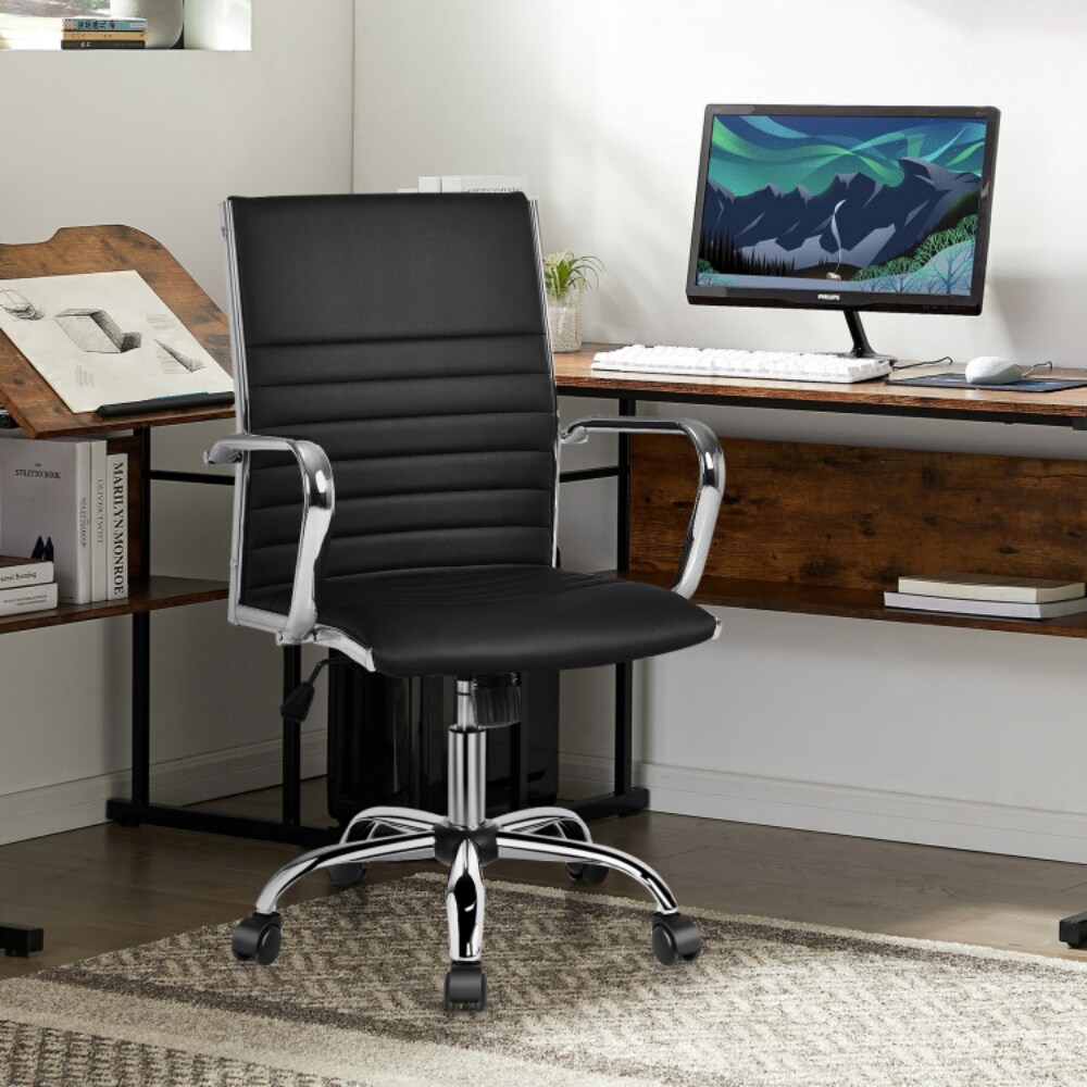 PU Leather Ergonomic Office Chair with Swivel, Rocking, Armrests and 330 lbs Capacity