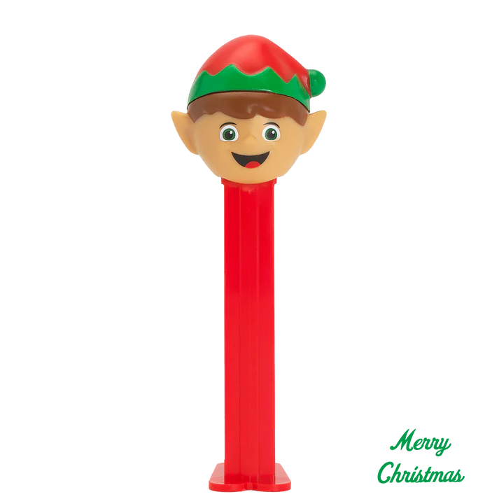 Christmas Pez Dispenser with 3 Rolls of Candy - Elf with Red Base