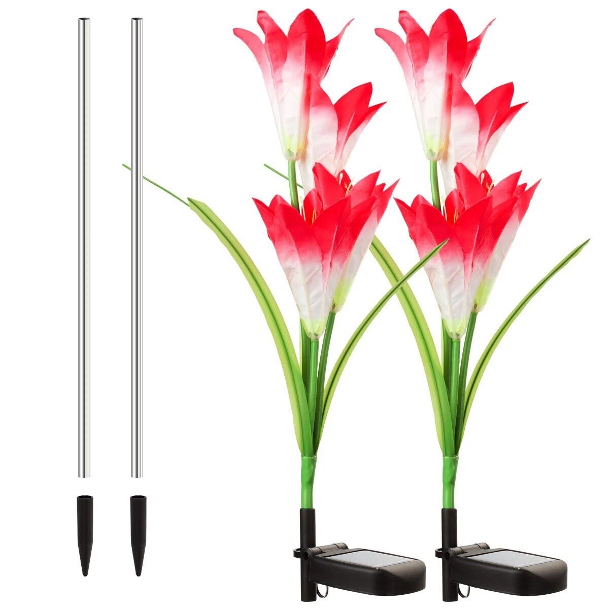 Solar Lily Flower Lights Outdoor Garden Stake LED Landscape Decor