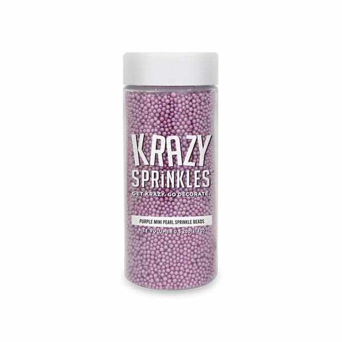 Krazy Sprinkles - Purple Pearl Mini Beads (1/2 Cup, 1x Jar) for Cakes, Ice Cream &#x26; Cookies