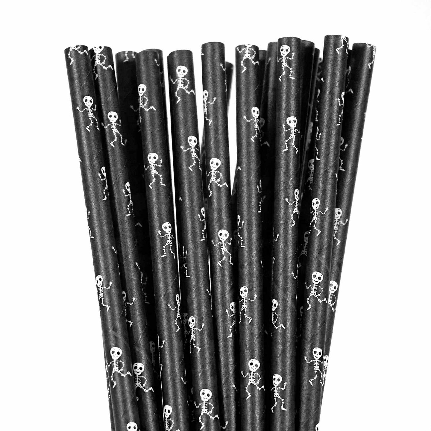 Black Dancing Skeletons Halloween Paper Straws