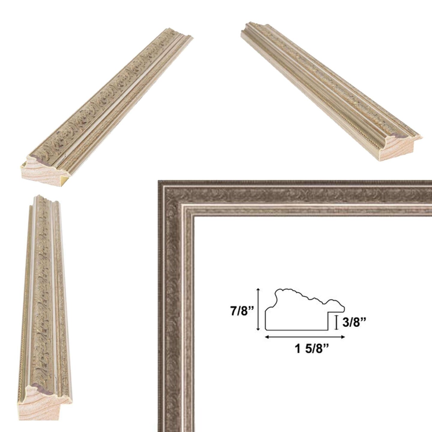 French Silver Leaf Ornate Picture Frame 13x19 frame