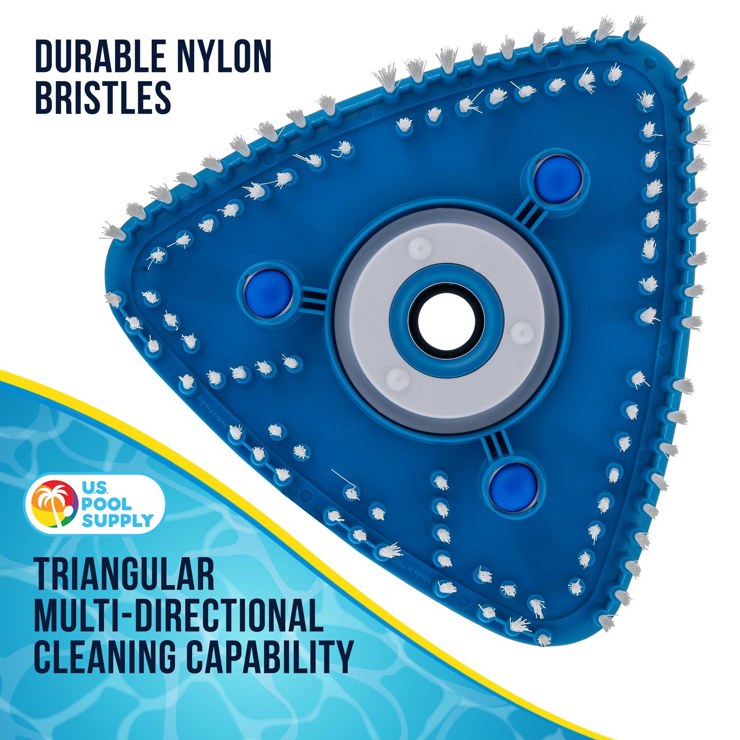 U.S. Pool Supply&#xAE; Flexible Triangular Pool Vacuum Head with Swivel Connection, Multi-Directional Fishtail EZ Clip Handle - Connects to 1-1/2&#x22;, 1-1/4&#x22; Vacuum Hose, Poles