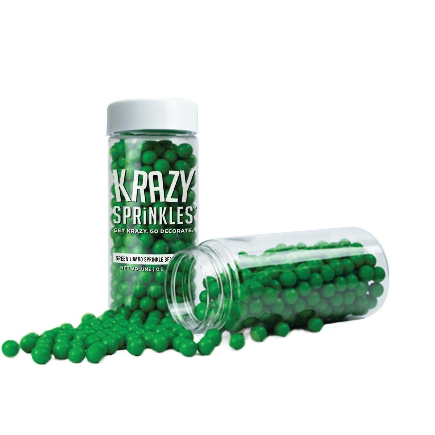 Krazy Sprinkles - Green 8mm Beads (1/2 Cup, 1x Jar) for Cakes, Ice Cream &#x26; Cookies