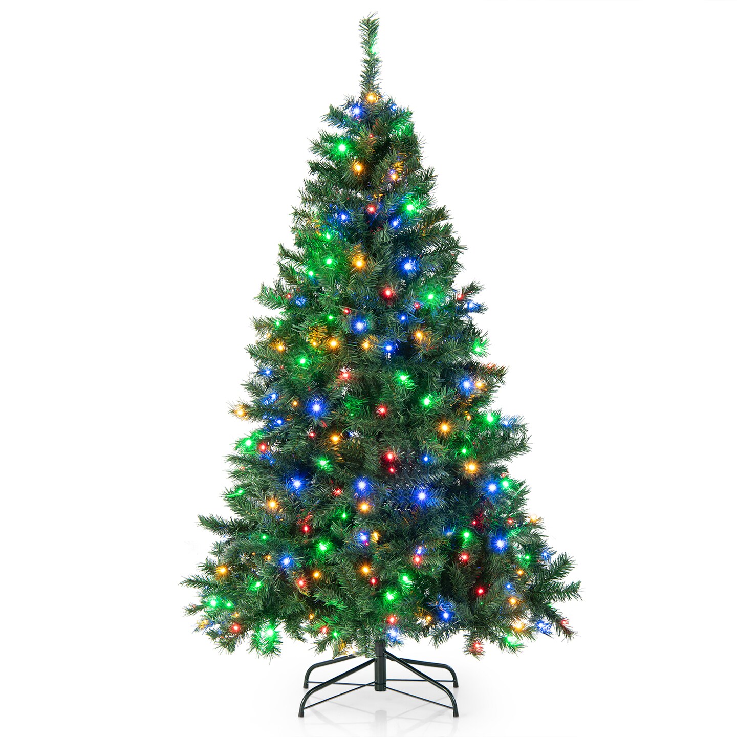 Costway 6FT/7FT Pre-Lit Hinged Christmas Tree with 260/350 Multi-Color Lights &#x26; 3-Minute Quick Shape No Fluffing Required