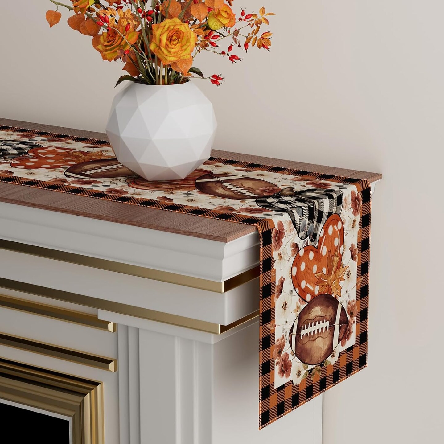 Fall Football Pumpkin - Table Runner