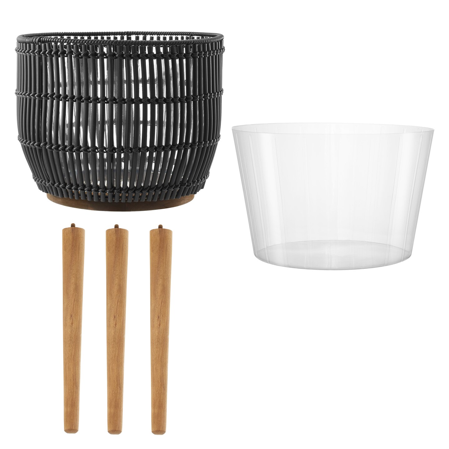 Casafield Indoor Planter with Stand, Floor Planter with Wood Legs, Large Plant Pot Cover Basket with Liner for Houseplants, Flower Pots and Trees